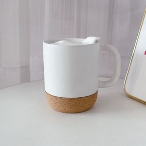 Customizable Cork Base <b>Ceramic</b> <b>Mug</b> Sublimation Blank Wooden Base Matte With Lid Premium Gift Coffee Cup - Product Image 5