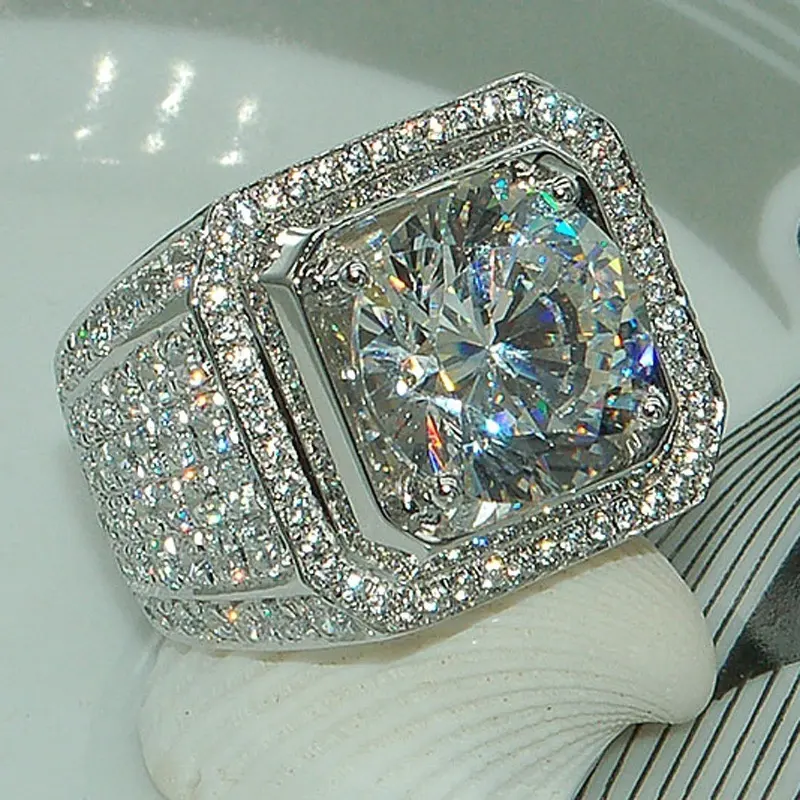 Anillo de diamante de aleación de cristal para hombre, joyería de moda personalizada, sencilla, coreana, venta al por mayor
