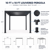 Pergola Bioclimatique en Aluminium Moderne pour Extérieur 3x3 3x4 – Fournisseur d'Usine – Gazebo de Jardin à Lames Orientables Empilables pour Balcon