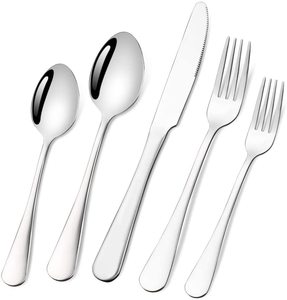 Ventas al por mayor Venta superior 5 piezas Cubiertos Cuchara y tenedor de plata Cubiertos de acero inoxidable a granel - Product Image 1