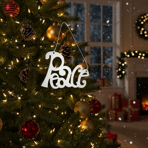 Ciondolo a forma di pace, decorazione natalizia in metallo da appendere all'albero - Product Image 3