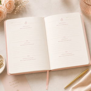 Journal guidé LABON « Inner Peace » rose, agenda bien-être, couverture rigide florale dorée, esthétique pour la santé <span class=keywords><strong>mentale</strong></span>, réflexion quotidienne - Product Image 3