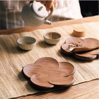 Sous-verre en bois de noyer moderne et unique, forme de fleur, design créatif, isolant thermique