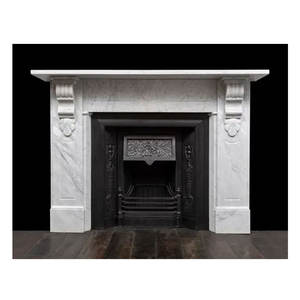 Chimenea de mármol blanco, chimenea decorativa independiente para interiores, chimenea tallada a mano, marco de chimenea elegante - Product Image 4