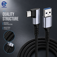 LUNG KAY Memproduksi Kabel USB 3.2 10Gbps Sudut Kanan USB a ke C Berjalin Profesional untuk VR AR FPV Switch Custom OEM ODM