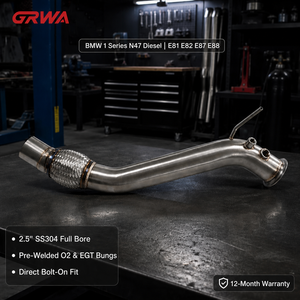 Downpipe Catalizzato Personalizzato GRWA per <span class=keywords><strong>BMW</strong></span> Serie 1 <span class=keywords><strong>116d</strong></span> 118d 120d 123d E81 E82 E87 E88 2.5 Pollici SS304 N47 - Product Image 5