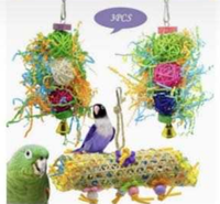 Tapis en jonc de mer naturel, jouets de forrage pour oiseaux, jouet à déchiqueter en bois pour perroquets, accessoires de cage à oiseaux, mur d'activités pour oiseaux