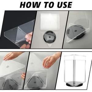 Triangle rotatif transparent à 3 faces personnalisé en usine Porte-cartes de tente publicitaire Panneau en acrylique Support d'affichage de menu de table - Product Image 6