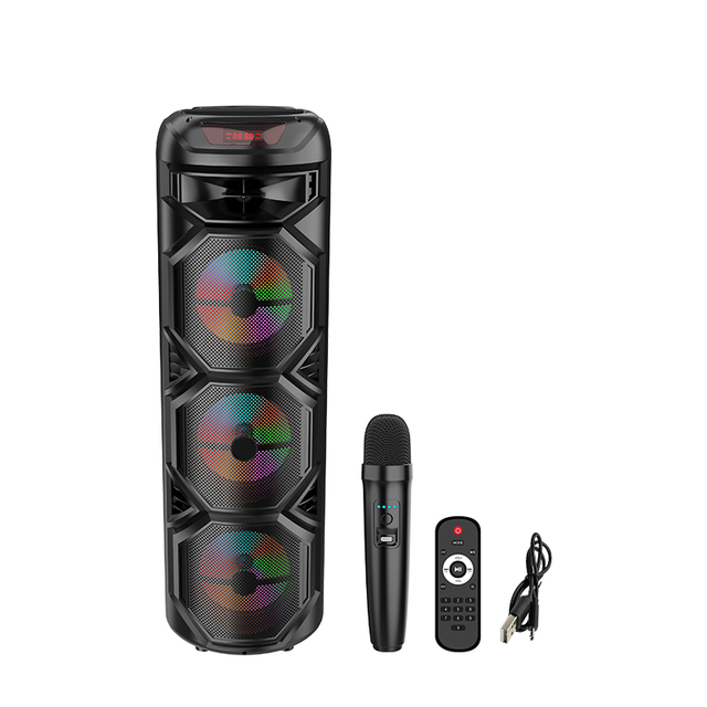 SING-E ZQS8301 8"*3 Sound Tower High Power Audio High-power Floor Standing Speaker Built-in Battery and Party Light