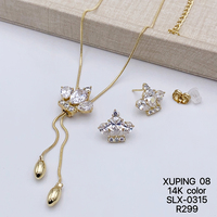 Ensemble de bijoux pour femmes XUPING, collier, bracelet et boucles d'oreilles plaqués or 14 carats, pierres synthétiques CZ, ensemble de bijoux tendance