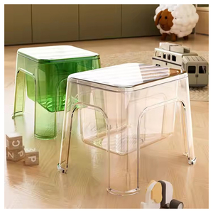Modern Adjustable PET Square Footrest <strong>Stool</strong> <strong>with</strong> <strong>Storage</strong> Space Multi-Use Small Side Table for Home - Product Image 3