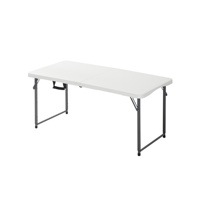 Table pliante en plastique blanc légère en HDPE de 120 cm (4 pieds) pour 6 personnes avec structure en acier pour repas en plein air, banquets et fêtes