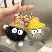 Porte-clés de voiture en peluche douce en fourrure de vison, motif animal mignon (ours/cochon), populaire sur Instagram pour les couples, à suspendre au sac