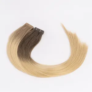 Atacado fita para extensão de cabelo natural 100% cabelo humano, fita loira ombre para extensões de cabelo balayage