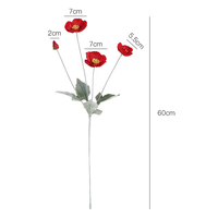 Groothandel Hot Sell Nieuw Design Luxe Decoratie 4-koppige zijden klaproos Kunstbloemen klaproos voor Huis Bruiloft Feest Decoratie