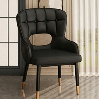 Fauteuil ergonomique moderne avec dossier creux et rembourré, chaise de salle à manger à dossier haut pour hôtel, villa, maison d'hôtes et restaurant