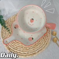 Assiette de cuisson Style nordique vaisselle assiette en céramique pour four à micro-ondes poignée bol minimaliste porcelaine vaisselle ensembles Support