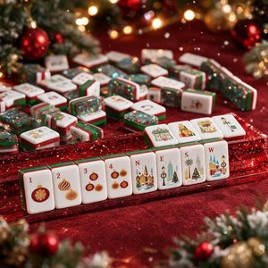 Mahjong Americano per Natale con 160 Tessere Ecologiche in Acrilico per Giochi Post-Pranzo e Regalo per Feste - Product Image 1
