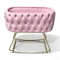 PZCN HOME Lit bébé multifonctionnel à bascule, lit d'appoint, berceau avec décorations capitonnées et matelas amovible lavable