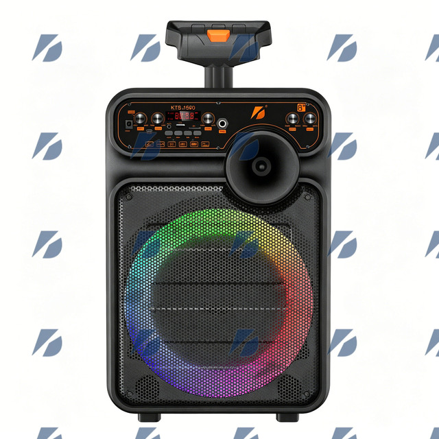 KTS Wireless Portable Outdoor DJ Party BT Multifunction Trolley Speaker with TWS FM USB Aux 3000mAh Battery 8-Inch KTS-1590