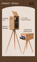 Cabina de Fotos de Lujo con Acabado en Madera de Aluminio, Pantalla Táctil Trasera de 21.5 Pulgadas, Flash Integrado, Portátil, Retro, para Bodas, con Cámara DSLR