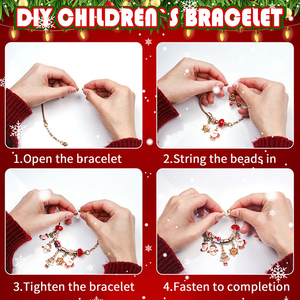 Noël bricolage Bracelet Kits de fabrication de <span class=keywords><strong>bijoux</strong></span> Bracelet perles breloques pendentifs boîte aveugle calendrier jouet ensembles filles cadeau Pulsera Brazalete - Product Image 2