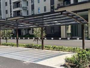 Abri <span class=keywords><strong>de</strong></span> voiture moderne en aluminium imperméable avec toit en polycarbonate pour le stationnement en extérieur - Product Image 2