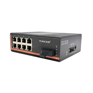 Tincam Interruptor de Rede Industrial 9 Portas 8 RJ45 POE + 1SC 20-120km Conversor de Meios POE -40 a 80 Graus Câmera POE Interruptor IP 40