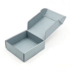 Boîte d'expédition en carton ondulé bleu poussière personnalisée, impression recto-verso, gaufrage, emballage de produit recyclable, vente chaude - Product Image 2