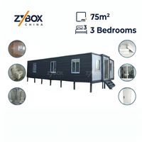 Casa Prefabricada de Lujo ZYBOX, 40 pies x 20 pies, Casas Modulares Prefabricadas de 75 m², Casa Contenedor Expandible con 3 Dormitorios, EE. UU., Australia, Canadá