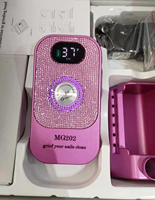 Fichier électronique électrique rechargeable sans fil professionnel 40000 tr/min rose noir avec perceuse à ongles en strass avec embouts et base