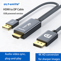 Câble adaptateur convertisseur ULT-unite 4k 60hz USB HDMI mâle vers DP mâle, HDMI avec alimentation USB pour PC, ordinateur portable, projecteur HD