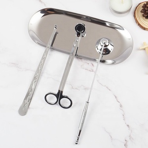 Kit d'entretien de bougies en acier inoxydable : Coupe-mèche, éteignoir, bâtonnet de nettoyage de mèche, ensemble d'accessoires avec plateau, logo personnalisé OEM, vente en gros - Product Image 3