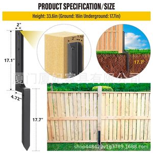 Anclaje de reparación de cercas de madera Epcee, gancho en L, clavo para tierra, negro, capacidad de 100 libras, para uso en exteriores - Product Image 3