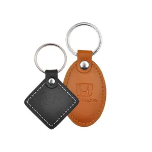 Factory Outlet 125khz/13.56mhz RFID Hotel Keyfob NFC Leather Keychain