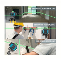 Niveau laser vert 4D industriel 16 lignes auto-nivelant, laser croisé vertical et horizontal haute précision avec trépied et boîte