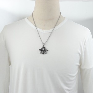 Yunnique – collier avec pendentif chat en acier inoxydable, Style rétro Punk, bijoux à la mode pour hommes, chaîne de 60cm, couleur argent - Product Image 4