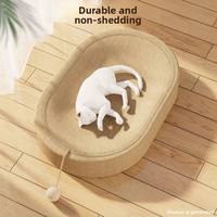Griffoir pour chat en sisal naturel, bol incurvé anti-chute de poils avec jouet à bille pour chats de grande taille d'intérieur