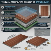 Panel Dinding SPC 5mm Motif Kayu Realistis, Inti Keras, Tahan Air, Tahan Api, untuk Dinding Latar Rumah Tinggal