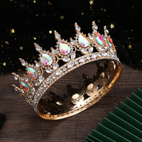 Aierflorist nuevo estilo de corte europeo Tiara nupcial aleación círculo completo redondo rojo barroco nupcial Tiara corona para decoración de ramo