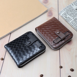 Men's <b>Wallet</b> Novelty Purse Zipper Woven Pattern Leather <b>Card</b> <b>Holder</b> <b>Wallet</b> for Man Purse with Zipper Pocket - Product Image 1