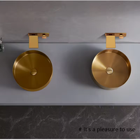 Lavabo de table circulaire AMAXO en acier inoxydable 304, lavabo de salle de bain doré, lavabo de balcon pour la maison