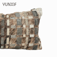 Housse de coussin sur mesure en peluche douce, élégante et luxueuse, patchwork imprimé animal, carrée, pour la décoration du canapé