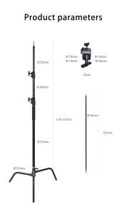3.2m 130inch Heavy Duty chuyên nghiệp Studio Tripod với thép không gỉ C đứng Boom Arm max 20kg Công suất flash light Softbox - Product Image 3