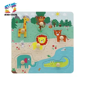 New Design Early Learning Sensoy Sound Wooden Animal Peg Puzzle for Kids W14M339