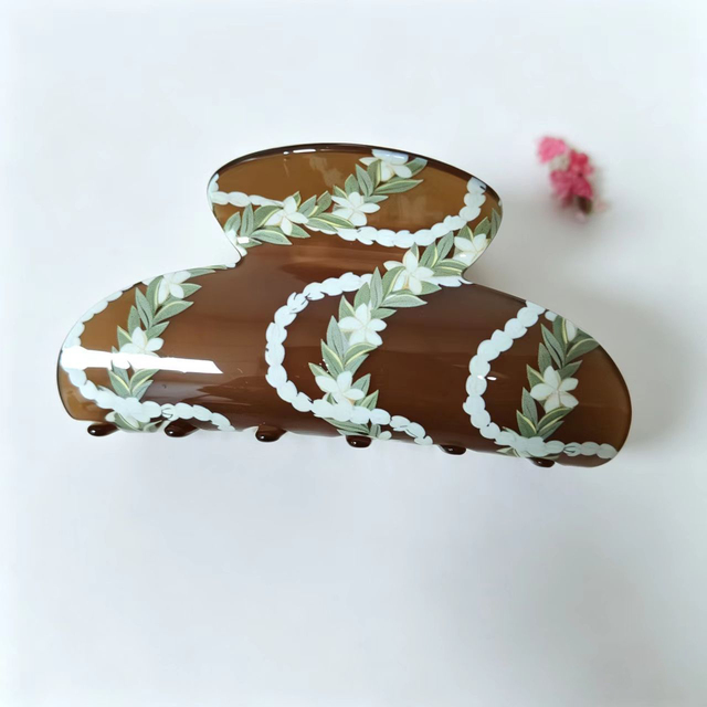 Hawaiian Hair Claw Acrylic Floral Tropical Flower Hair Clamps for Women Girls Summer Beach Hair Accessories
