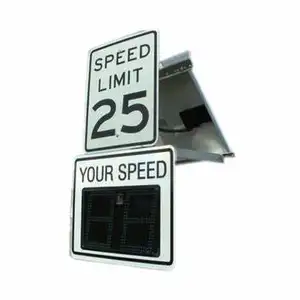 Solar Sign Solar Radar Speed Limit Sign With Holder Outdoor LED Radar Traffic Signs Speed Radar Detector Sign