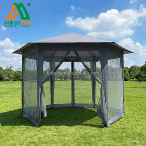 <span class=keywords><strong>Pergola</strong></span> de jardin en aluminium pour l'extérieur, gazebo, pelouse, cour, terrasse, pavillon, <span class=keywords><strong>tente</strong></span> hexagonale <span class=keywords><strong>pliable</strong></span> avec parois en maille - Product Image 5