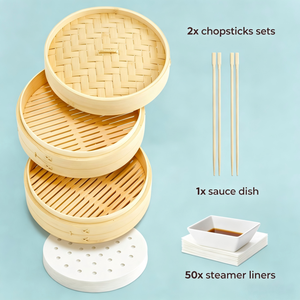 Ensemble de paniers à <span class=keywords><strong>vapeur</strong></span> en bambou, 10 pouces, pour des repas délicieux et authentiques - Product Image 4