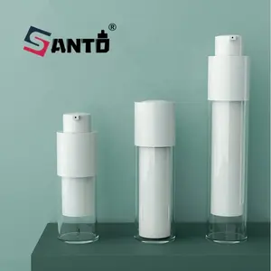 Benutzer definierte umwelt freundliche Luxus-Kosmetik verpackung PP ätherisches Öl Hautpflege 15ml 30ml 50ml weiße Teleskop-Airless-Pump flasche